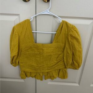 Tularosa Mustard Yellow Blouse with Puff Sleeves